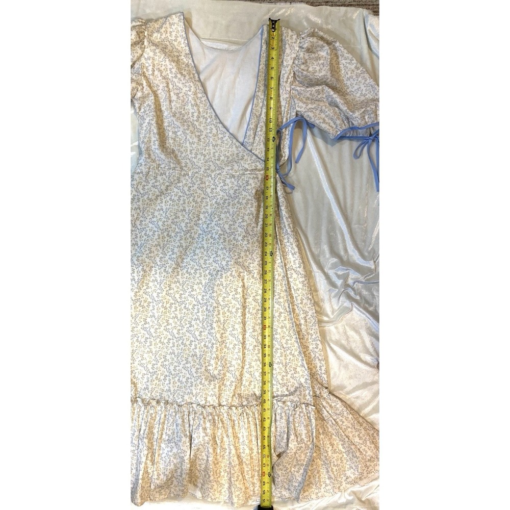 Dondolo Floral Wrap Maxi Dress Puff Sleeve Embroidered Collar Cottagecore Size M - Picture 13 of 15